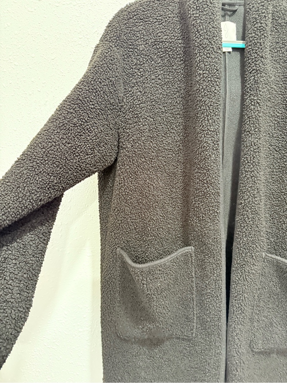 Joie woman's Black hooded Plush Teddy/sherpa Coat Jacket Cozy Open Front M - Picture 8 of 11